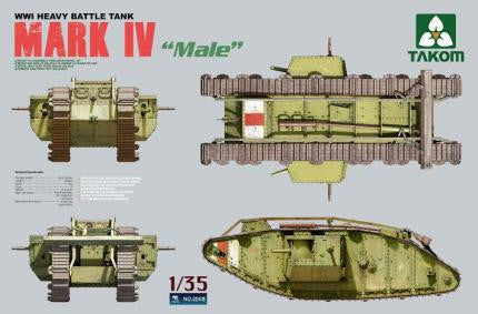 Takom Military 1/35 British WWI MK.IV "Male" Heavy Tank Kit