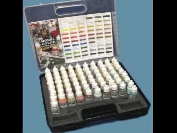 Vallejo Acrylic Basic Model Color Paint Set in Plastic Storage Case (72 Colors & Brushes)
