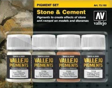 Vallejo Acrylic 35ml Bottle Stone & Cement Pigment Powder Set (4 Colors)