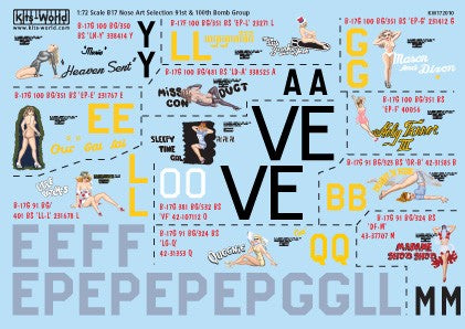 Warbird Decals 1/72 B17s 91st, 100th & 381st Bomb Group