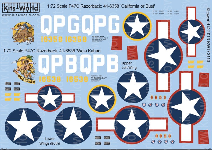 Warbird Decals 1/72 P47C California or Bust, Wela Kahao