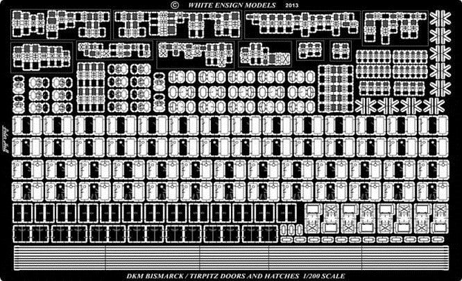 White Ensign Details 1/200 Bismarck, Tirpitz Doors & Hatches Detail Set