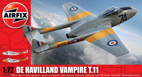 Airfix Aircraft 1/72 DH Vampire T11 Training Aircraft Reissue Kit