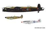 Airfix Aircraft 1/72 RAF Avro Lancaster, Spitfire Mk IIa, Spitfire PR XIX Aircraft Battle of Britain Memorial Flight Gift Set w/paint & glue