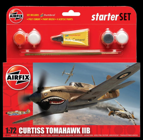 Airfix Aircraft 1/72 Tomahawk IIB Fighter Small Starter Set w/paint & glue Kit