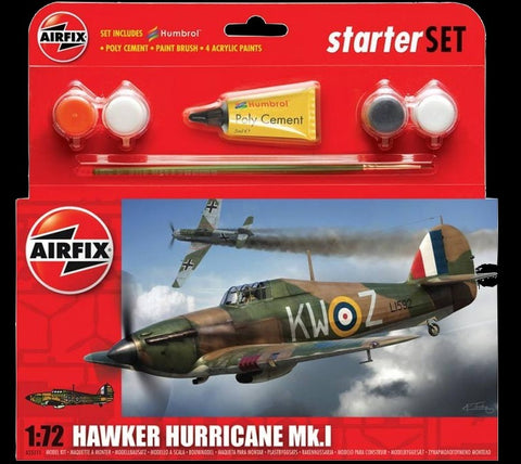 Airfix Aircraft 	1/72 Hawker Hurricane Mk I Fighter Small Starter Set w/Paint & Glue
