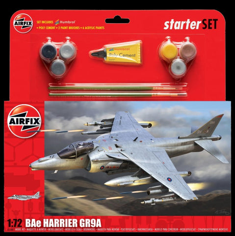 Airfix Aircraft 1/72 BAE Harrier GR9A Fighter Large Starter Set w/Paint & Glue