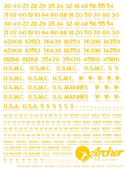 Archer Fine Transfers 1/35 US Vehicle Registration Codes (Yellow Stencil)