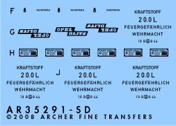 Archer Fine Transfer 1/35 Opel Blitz Instruments, Placards & Details for TAM