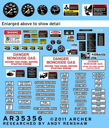 Archer Fine Transfers 1/35 M113 Instruments & Placards