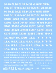 Archer Fine Transfers 1/48 US Vehicle Registration Codes (White Stencil)