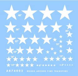Archer Fine Transfers 1/72-1/76 Vehicle US National Insignias Stars (White) (10 diff)