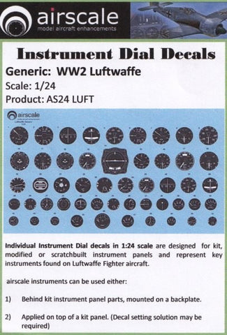 Airscale Details 1/24 WWII Luftwaffe Instrument Dials (Decal)