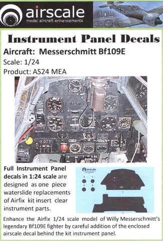Airscale Details 1/24 Messerschmitt Bf109E Instrument Panel (Decal)