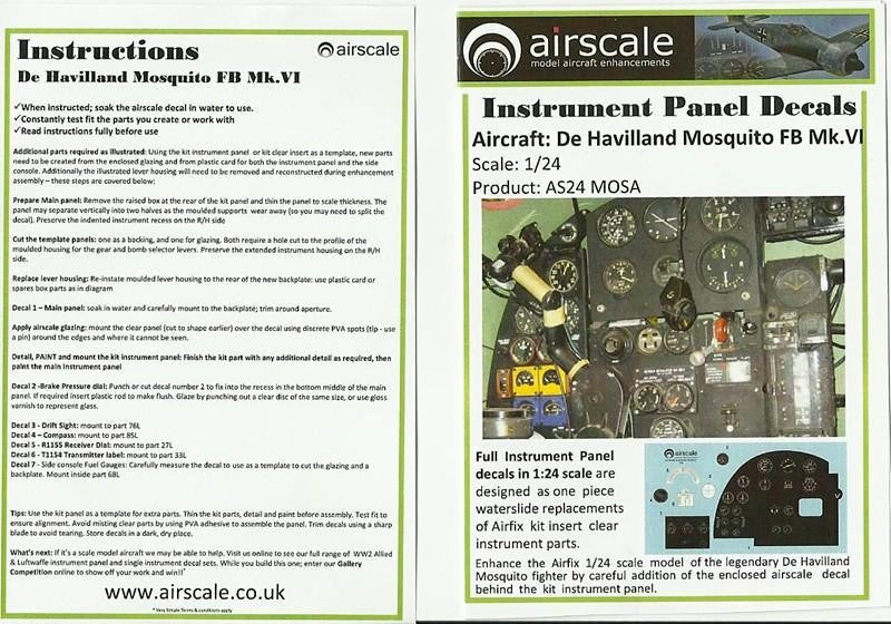 Airscale Details 1/24 WWII Allied Cockpit Placards & Dataplates (Decal)