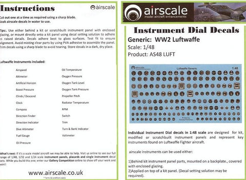 Airscale Details 1/48 WWII Luftwaffe Instrument Dials (Decal)