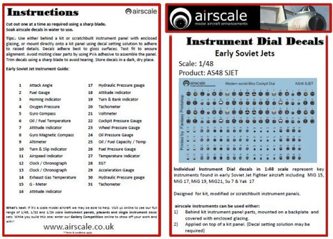Airscale Details 1/48 Early Soviet Jets Instrument Dials (Decal)