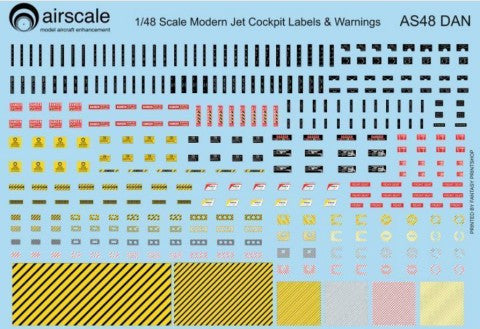 Airscale Details 1/48 Modern Jet Cockpit Dataplate & Warning Labels (Decal)