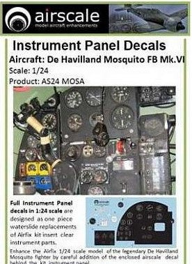 Airscale Details 1/24 DeHavilland Mosquito FB Mk VI Instrument Panel (Decal)