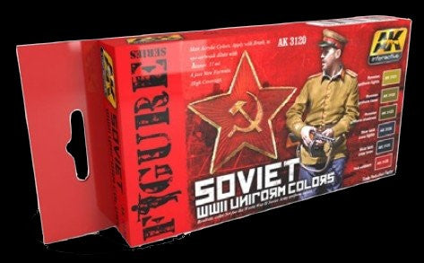 AK Interactive Figure Series: Soviet WWII Uniform Colors Acrylic Paint Set (6 Colors) 17ml Bottles