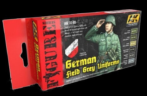 AK Interactive Figure Series: German Field Grey Uniforms Acrylic Paint Set (6 Colors) 17ml Bottles