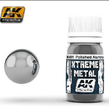 AK Interactive Xtreme Metal Polished Aluminum Metallic Paint 30ml Bottle