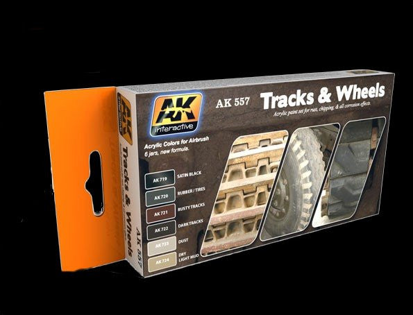 AK Interactive Track & Wheels Acrylic Paint Set (6 Colors) 17ml Bottles