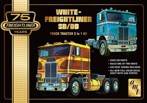 AMT Model Cars 1/25 White Freightliner 2 in 1 Dual Drive Tractor Cab 75th Anniversary Kit