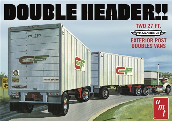 AMT Model Cars 1/25 Double Header Tandem Van Trailers Kit