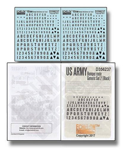 Echelon Decals 1/35 US Army Bumper Code Generic Set 2 (Black)