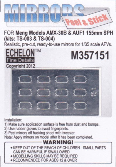 Echelon Decals 1/35 AMX30B & AUF1 155mm SPH Mirrors for MGK (Peel & Stick)