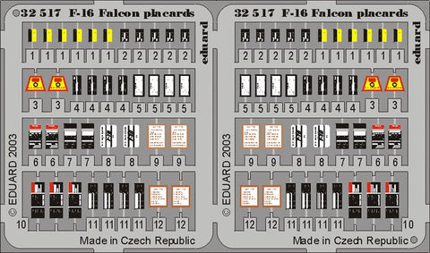 Eduard Details 1/32 Aircraft- F16 Placards for HSG (Painted)