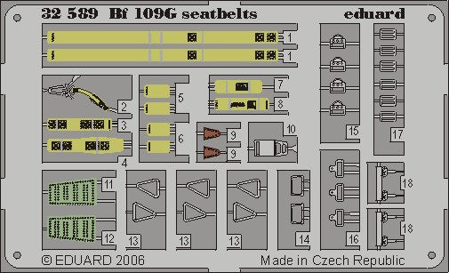 Eduard Details 1/32 Aircraft- Seatbelts Bf109G for HSG (Painted)