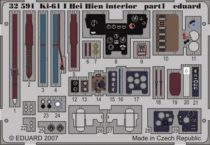 Eduard Details 1/32 Aircraf t- Ki61I Hei Hien Interior for HSG (Painted Self Adhesive)