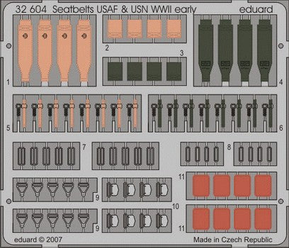 Eduard Details 1/32 Aircraft- Seatbelts USAF & USN WWII Early (Painted)