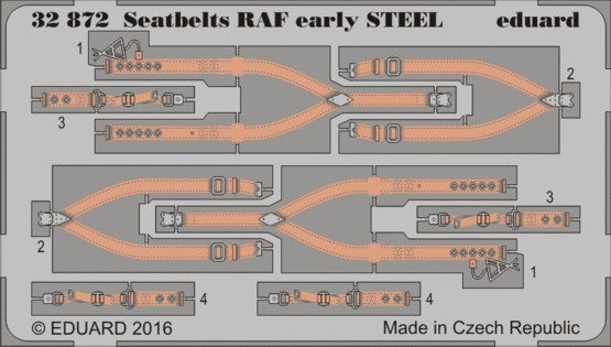 Eduard Details 1/32 Aircraft- Seatbelts RAF Early Steel (Painted)