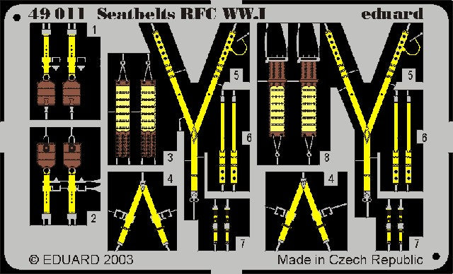 Eduard Details 1/48 Aircraft- Seatbelts RFC WWI (Painted)