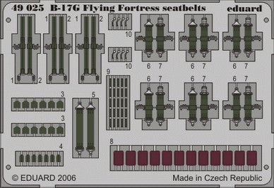 Eduard Details 1/48 Aircraft- Seatbelts B17G Flying Fortress for RMX (Painted)