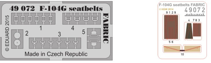 Eduard Details 1/48 Aircraft- Seatbelts Fabric-Type F104G for EDU & HSG (Painted)