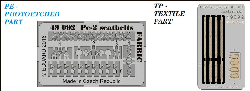 Eduard Details 1/48 Aircraft- Seatbelts Fabric-Type Pe2 for ZVE (Painted)