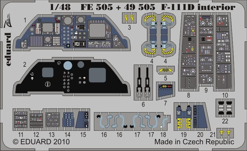Eduard Details 1/48 Aircraft- F111D Interior for HBO (Painted Self Adhesive)