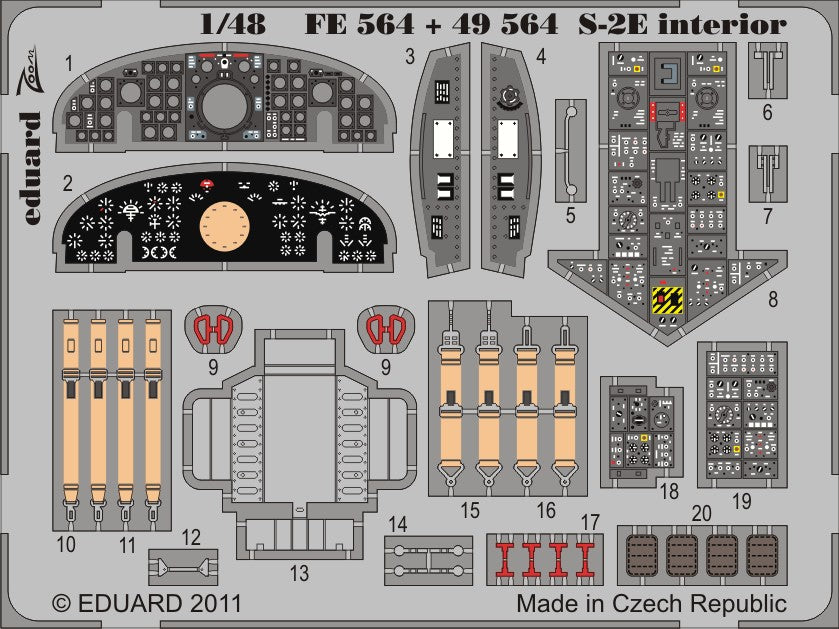 Eduard Details 1/48 Aircraft - S2E Interior for KIN (Painted Self Adhesive)
