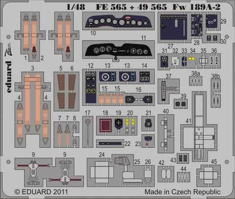 Eduard Details 1/48 Aircraft- Fw189A2 Interior for LNR (Painted Self Adhesive)