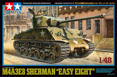 Tamiya Military 1/48 US M4A3E8 Sherman Easy Eight Medium Tank (New Tool) Kit