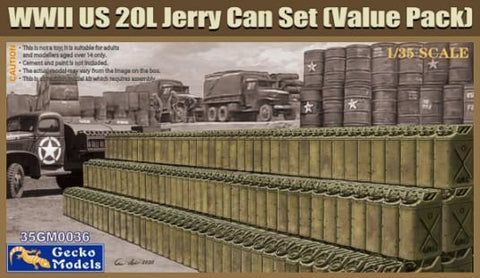 Gecko 1/35 WWII US 20L Jerry Can Set (Value Pack) Kit