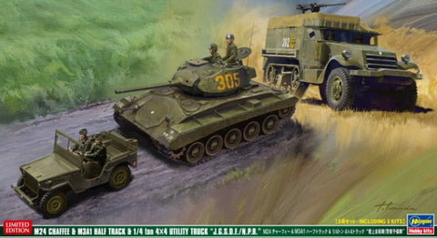 Hasegawa Military 1/72 M24 Chaffee Tank, M3A1 Halftrack & 1/4-Ton 4x4 Utility Truck JGSDF/NPR Ltd Edition (3) Kits