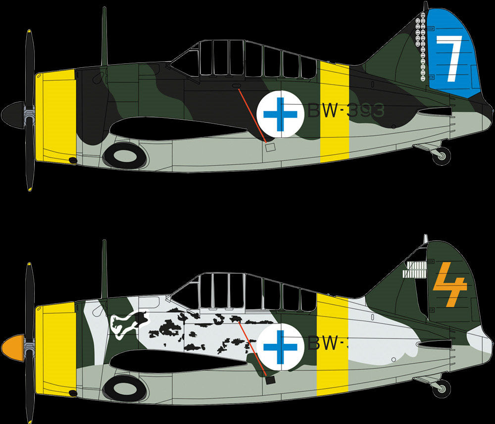 Hasegawa Aircraft 1/72 B-239 Buffalo Finnish Air Force Aces Ltd. Edition Kit (2)