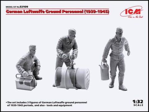 ICM Military 1/32 German Luftwaffe Ground Personnel 1939-1945 (3) (New Tool) Kit