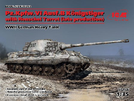 ICM Military 1/35 WWII German PzKpw VI Ausf B Konigstiger Late Production Heavy Tank w/Henschel Turret (New Tool) Kit
