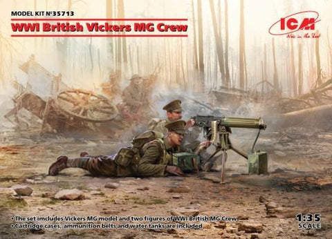 ICM Military 1/35 WWI British Vickers Machine Gun & 2/Crew (New Tool)  Kit